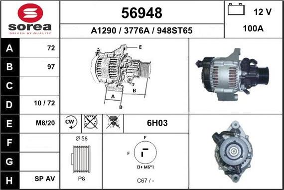 EAI 56948 - Alternator autospares.lv