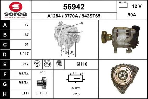 EAI 56942 - Alternator autospares.lv