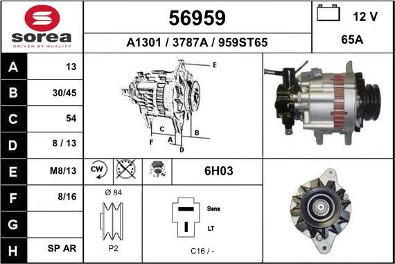 EAI 56959 - Alternator autospares.lv