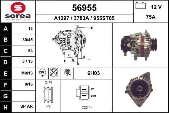 EAI 56955 - Alternator autospares.lv