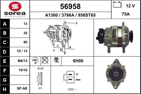 EAI 56958 - Alternator autospares.lv