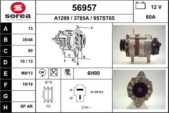 EAI 56957 - Alternator autospares.lv