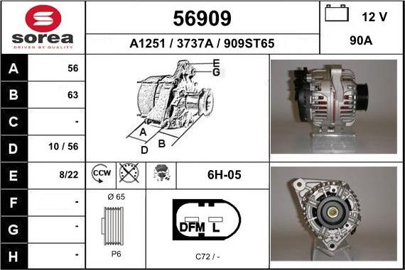 EAI 56909 - Alternator autospares.lv