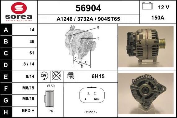 EAI 56904 - Alternator autospares.lv