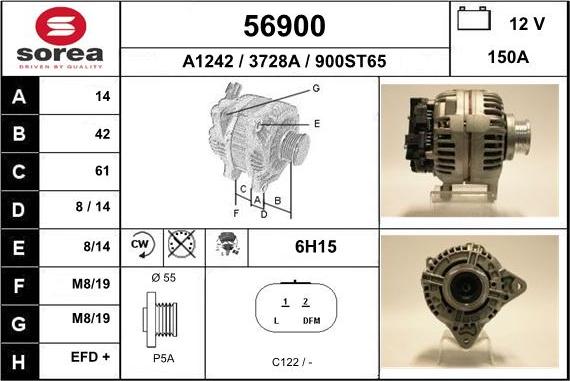 EAI 56900 - Alternator autospares.lv