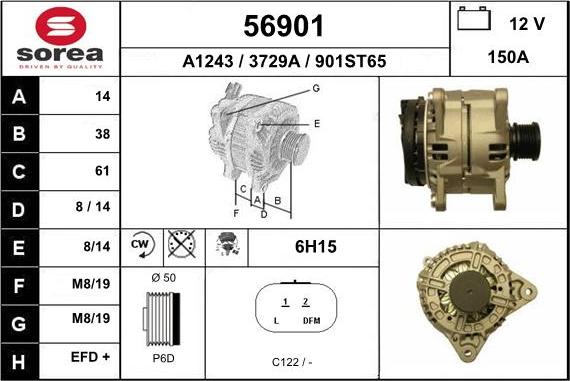 EAI 56901 - Alternator autospares.lv