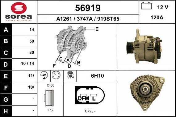 EAI 56919 - Alternator autospares.lv