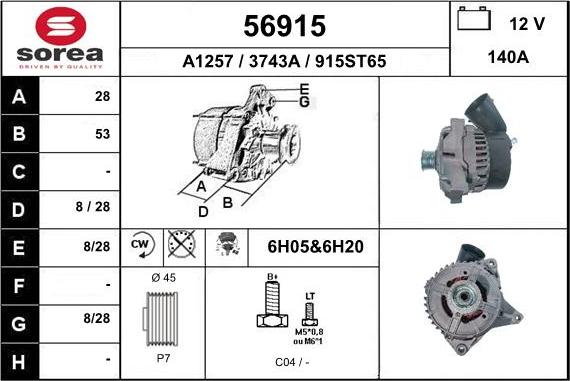 EAI 56915 - Alternator autospares.lv
