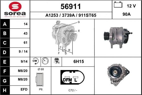 EAI 56911 - Alternator autospares.lv