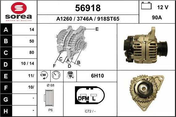 EAI 56918 - Alternator autospares.lv