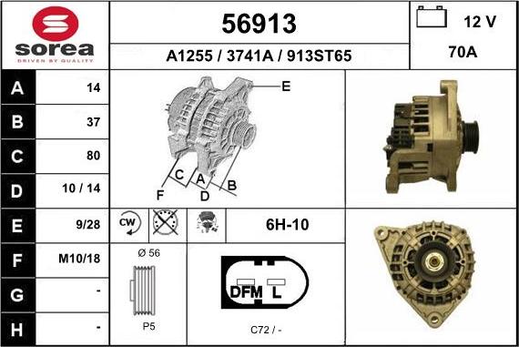 EAI 56913 - Alternator autospares.lv