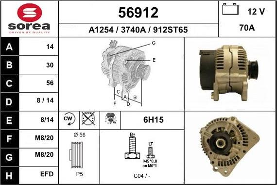 EAI 56912 - Alternator autospares.lv