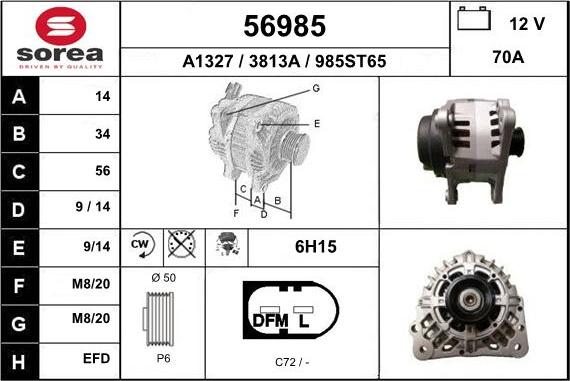 EAI 56985 - Alternator autospares.lv