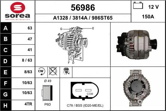 EAI 56986 - Alternator autospares.lv