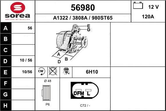 EAI 56980 - Alternator autospares.lv