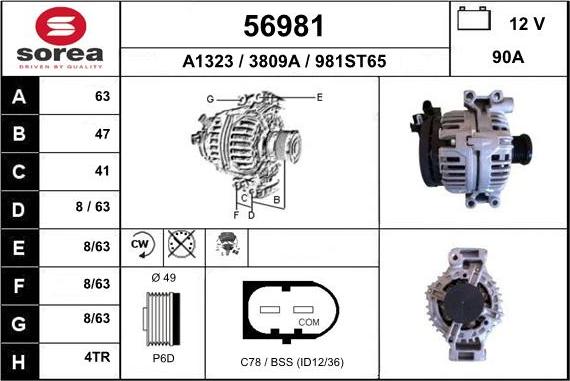 EAI 56981 - Alternator autospares.lv