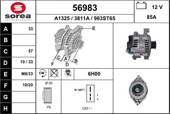 EAI 56983 - Alternator autospares.lv