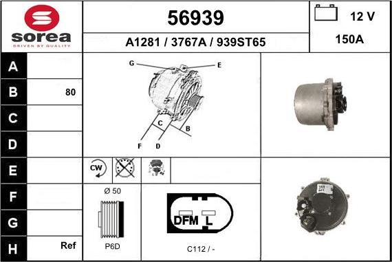 EAI 56939 - Alternator autospares.lv