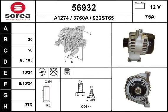 EAI 56932 - Alternator autospares.lv