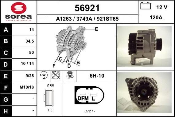 EAI 56921 - Alternator autospares.lv