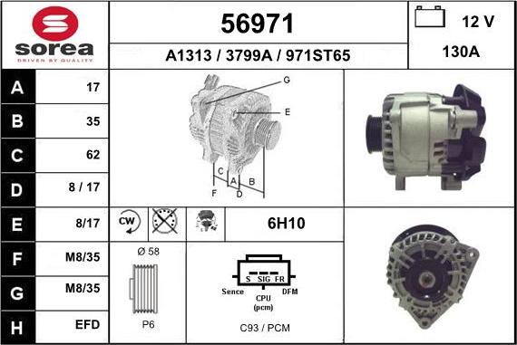 EAI 56971 - Alternator autospares.lv