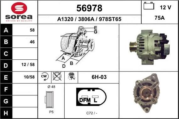 EAI 56978 - Alternator autospares.lv