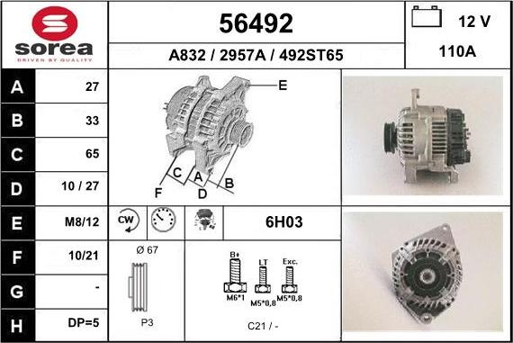 EAI 56492 - Alternator autospares.lv