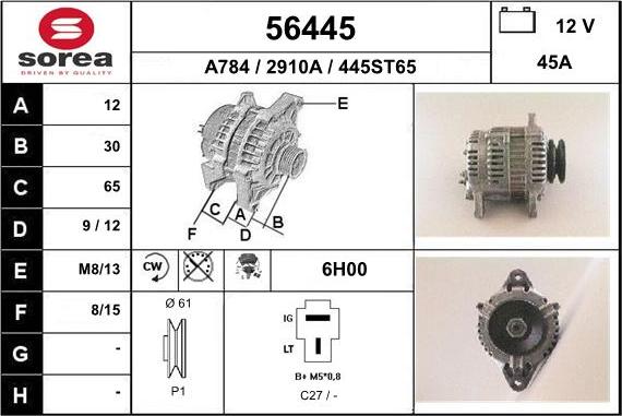 EAI 56445 - Alternator autospares.lv