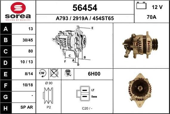 EAI 56454 - Alternator autospares.lv