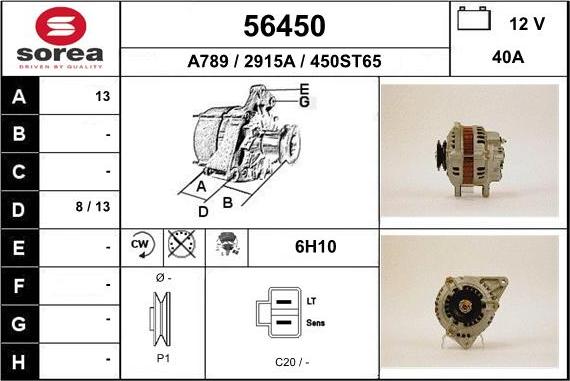 EAI 56450 - Alternator autospares.lv