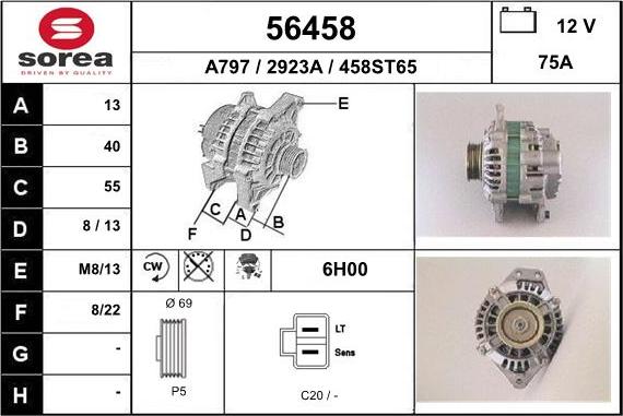 EAI 56458 - Alternator autospares.lv