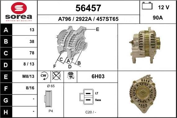 EAI 56457 - Alternator autospares.lv