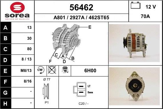 EAI 56462 - Alternator autospares.lv