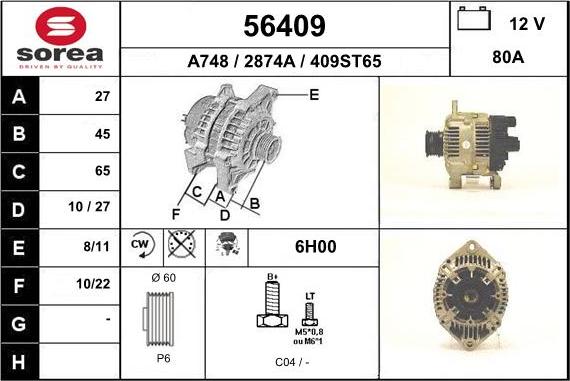 EAI 56409 - Alternator autospares.lv