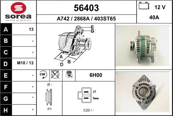 EAI 56403 - Alternator autospares.lv