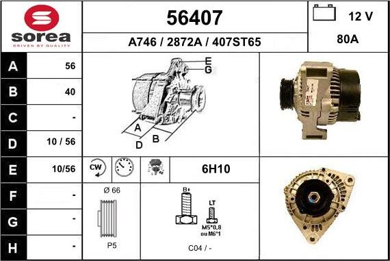 EAI 56407 - Alternator autospares.lv