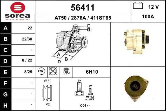 EAI 56411 - Alternator autospares.lv