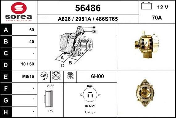 EAI 56486 - Alternator autospares.lv