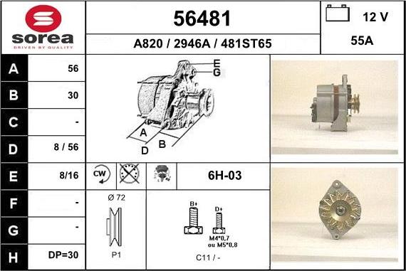 EAI 56481 - Alternator autospares.lv