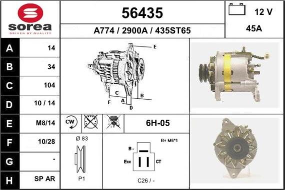 EAI 56435 - Alternator autospares.lv