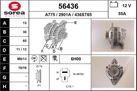 EAI 56436 - Alternator autospares.lv