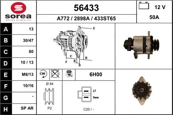 EAI 56433 - Alternator autospares.lv