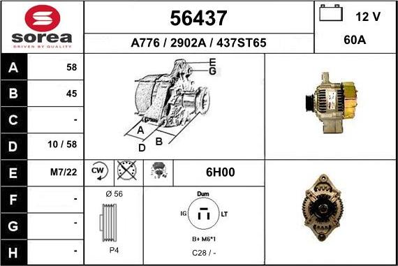 EAI 56437 - Alternator autospares.lv