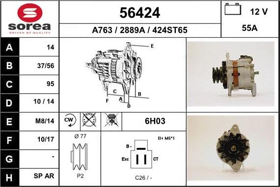 EAI 56424 - Alternator autospares.lv