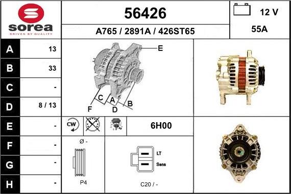 EAI 56426 - Alternator autospares.lv