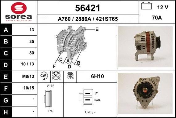 EAI 56421 - Alternator autospares.lv