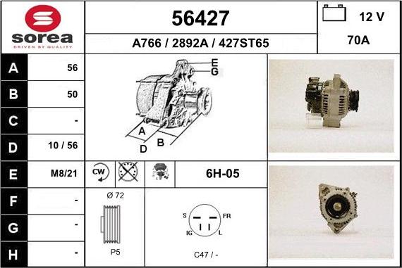 EAI 56427 - Alternator autospares.lv