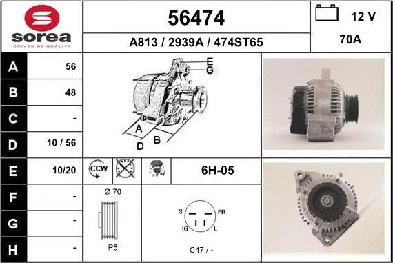 EAI 56474 - Alternator autospares.lv