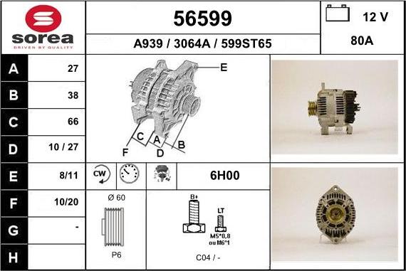 EAI 56599 - Alternator autospares.lv