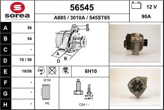EAI 56545 - Alternator autospares.lv